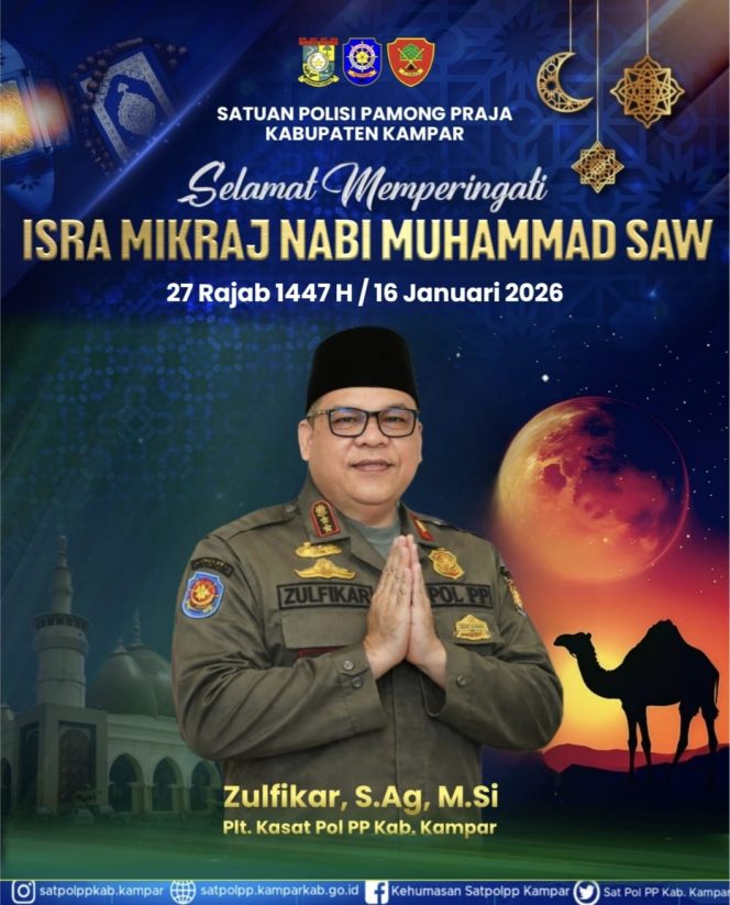 
					Plt Kasatpol PP Kampar: Isra Mikraj Momentum Perkuat Disiplin Aparatur, Sejalan Kampar di Hati