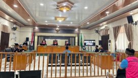 Sidang putusan kasus korupsi tanah transmigrasi di Pengadilan Tipikor Pekanbaru. (Foto: Istimewa)
