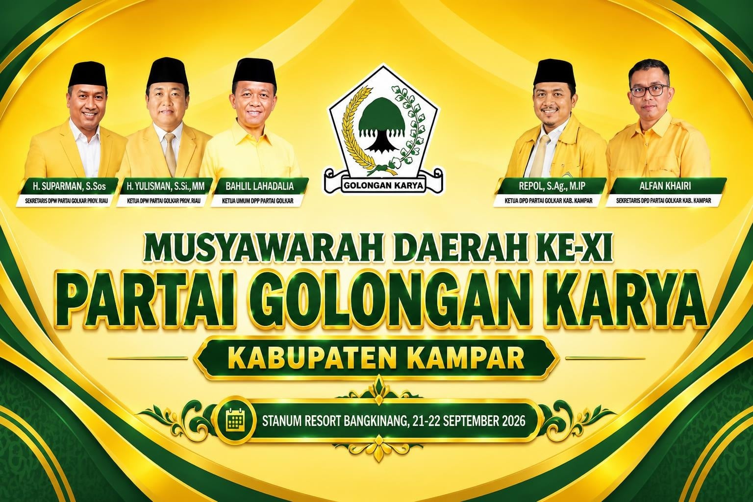 Digelar 21-22 September, Musda XI Golkar Kampar Dipindahkan ke Stanum Bangkinang Kota